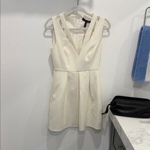 Sleeveless V-Neck Cream Fit & Flare Dress BCBG mini